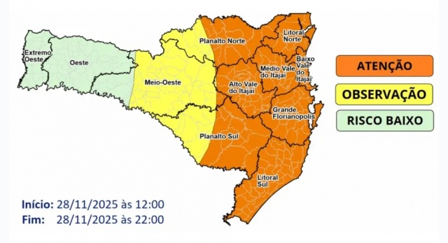 Ainda há risco de granizo, segundo a Defesa Civil do Estado (Foto: Defesa Civil, Divulgação) 