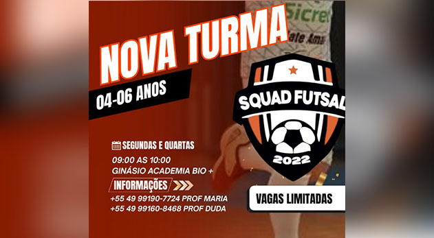 Squad Futsal abre inscrições para nova turma infantil de 4 a 6 anos