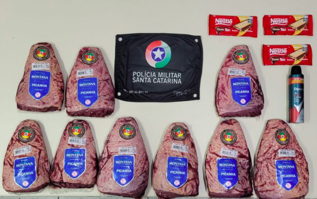 Homem furta 13 kg de picanha e chocolates em supermercado de SC