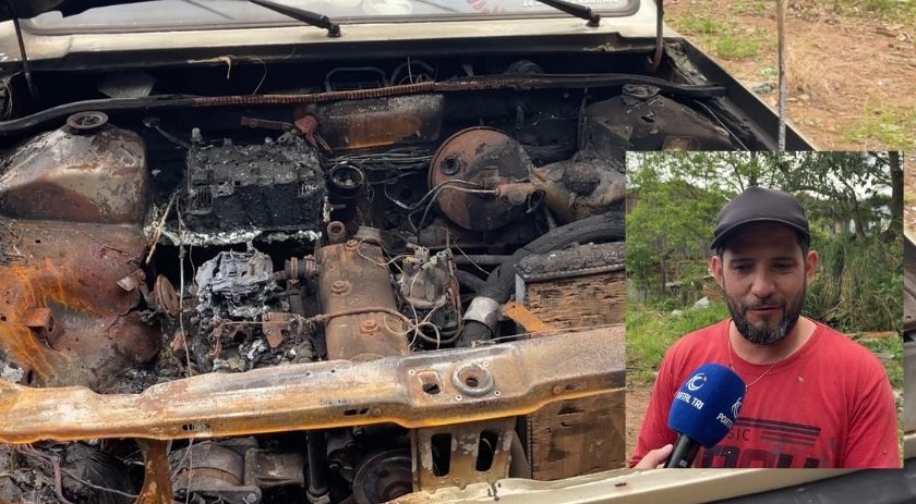 Carro que ajudava família a trabalhar é destruído por incêndio e moradores pedem solidariedade