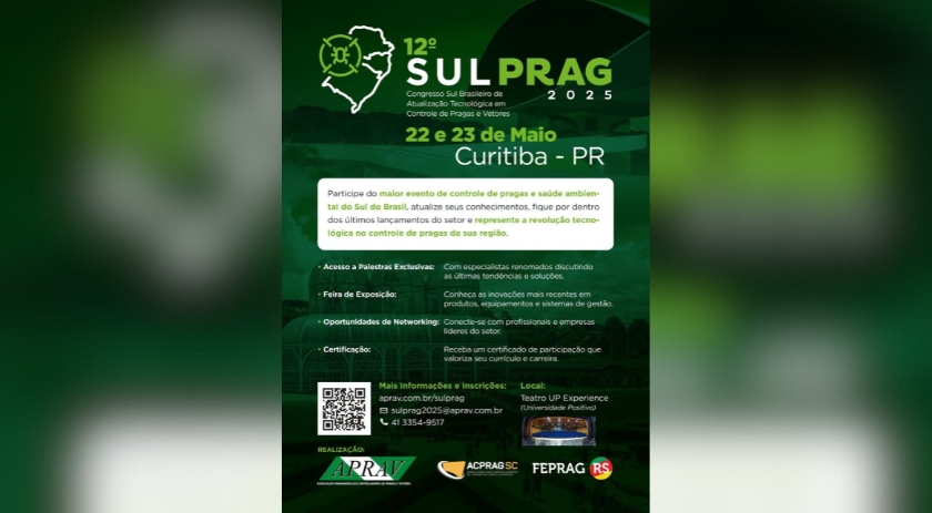 Controle de pragas ganha protagonismo nacional com avanços tecnológicos e científicos no SulPrag 2025