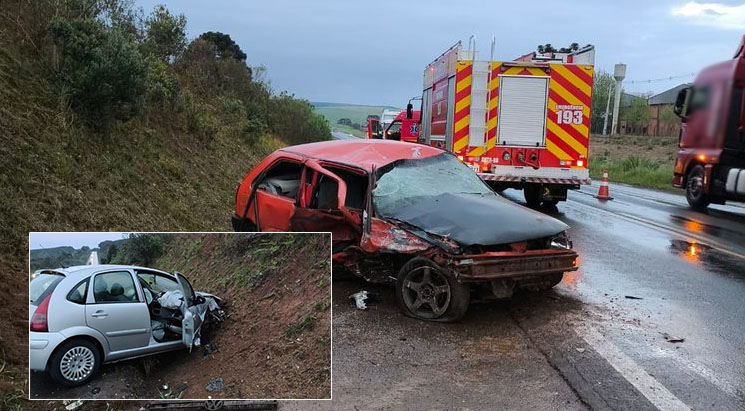 Motorista a 120 km/h em ultrapassagem provoca acidente na BR-282
