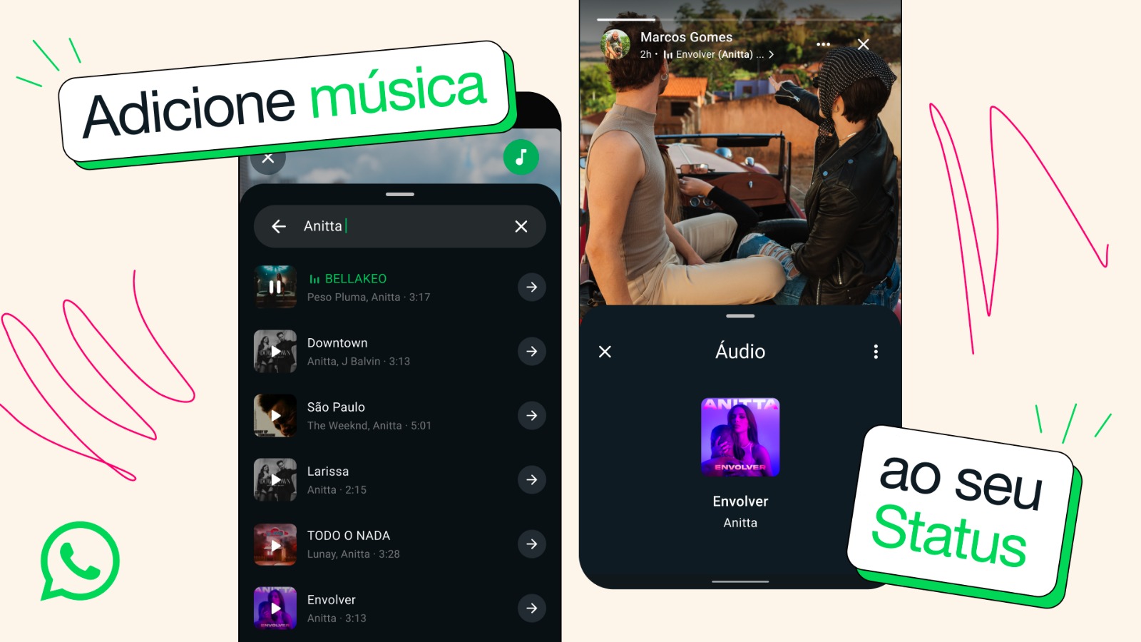 WhatsApp agora permite adicionar músicas nas atualizações de status