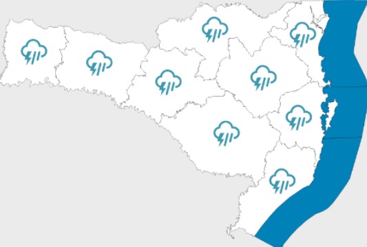Frente fria provoca temporais e risco de chuva intensa nesta segunda-feira