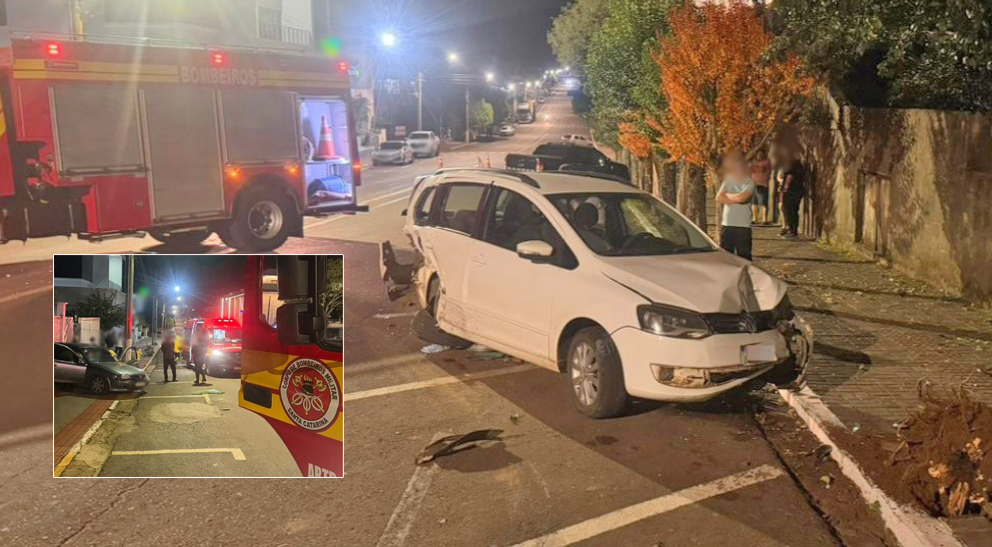 Motorista fica ferido após colisão contra veículo estacionado