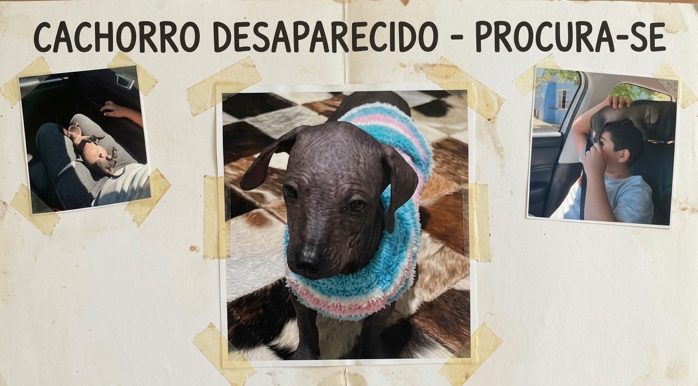 Cachorro da raça Pelado Mexicano, desaparece na comunidade Siqueira Bello, na Gruta de Santa Emília