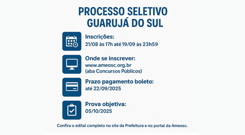 Inscrições abertas para processo seletivo
