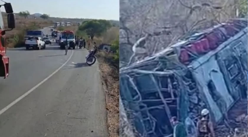 Ônibus com 60 passageiros capota em rodovia de Alagoas e deixa 15 mortos