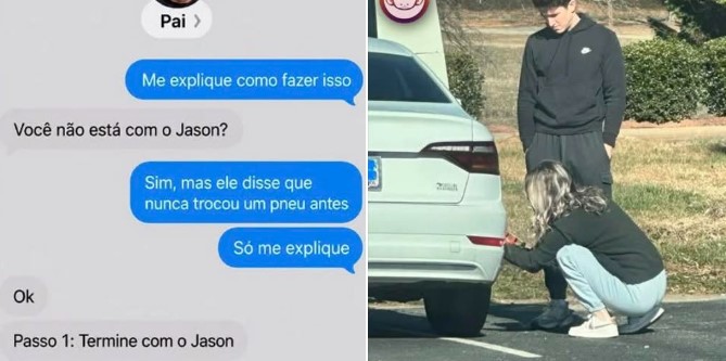 Pai aconselha filha a terminar namoro após namorado não saber trocar pneu