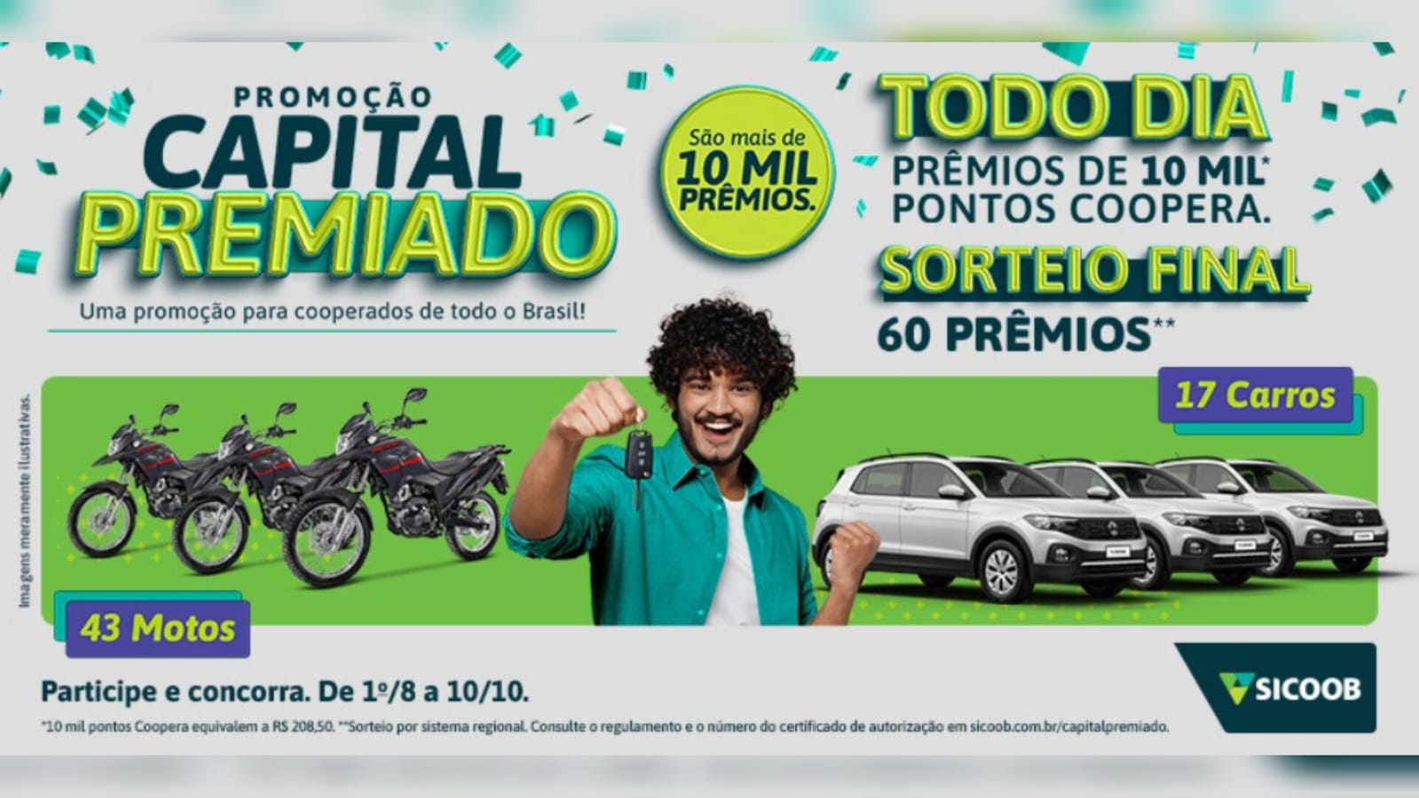 Capital Premiado: Sicoob inicia campanha que premiará mais 10 mil cooperados
