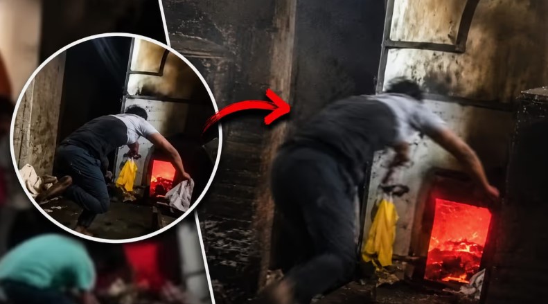 Neto pula em forno de cremação durante despedida da avó na Índia