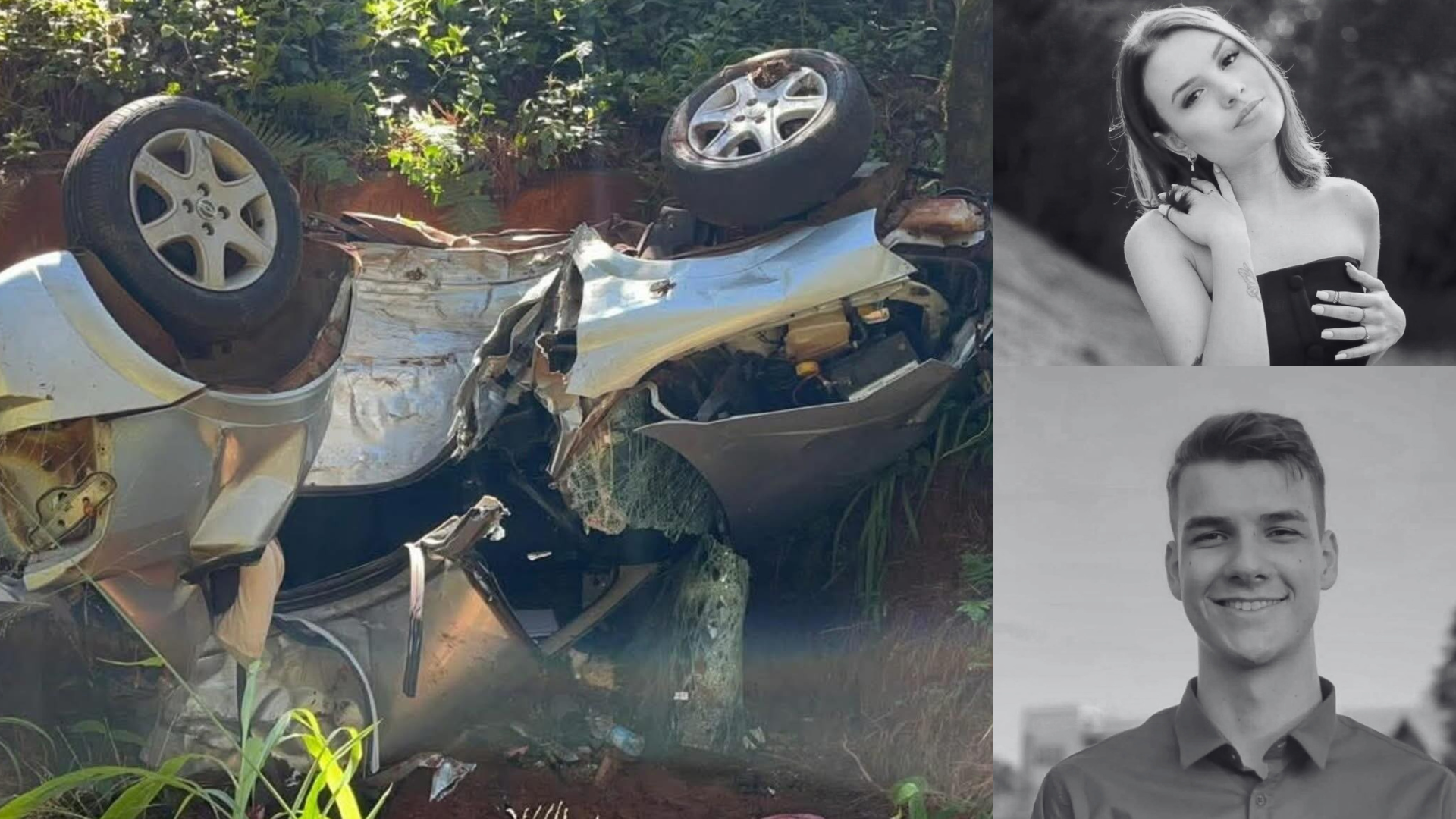 Casal de noivos morre após carro sair da pista e capotar em ribanceira