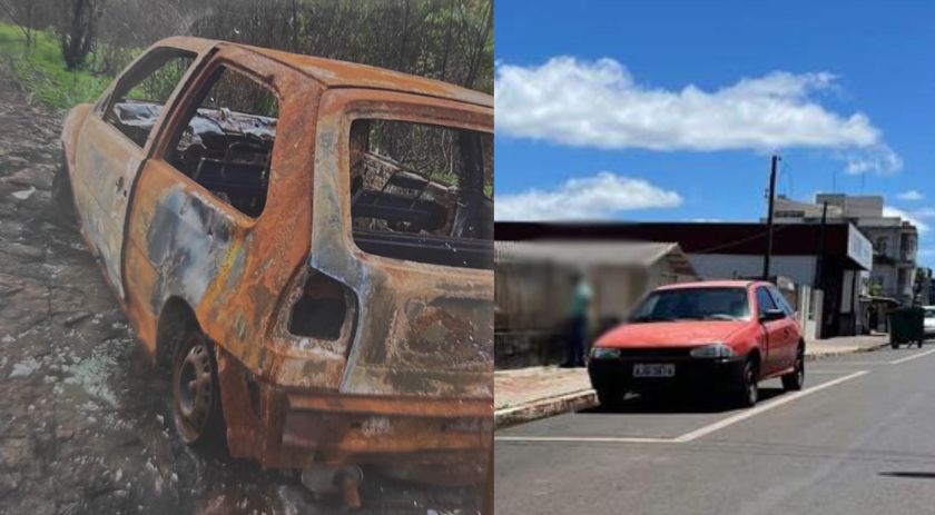 Carro furtado durante missa em março é encontrado incendiado