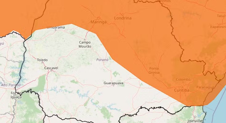 Mais de 230 cidades do Paraná estão sob alerta de chuvas intensas e ventos de até 100 km/h