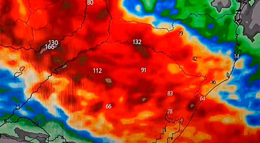 Chuva avança do RS e deve provocar 100 mm no Oeste Catarinense