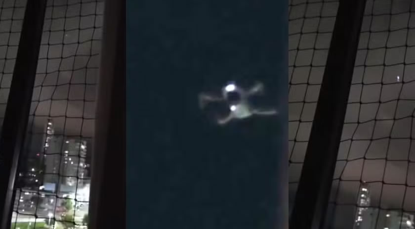 Moradores seguem drone que sobrevoava apartamentos, descobrem piloto escondido em caixa d'água e ele acaba preso