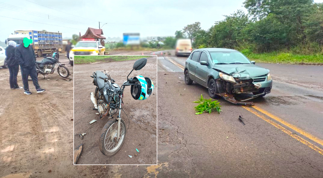Motociclista fica gravemente ferido após colisão com carro na SC-163