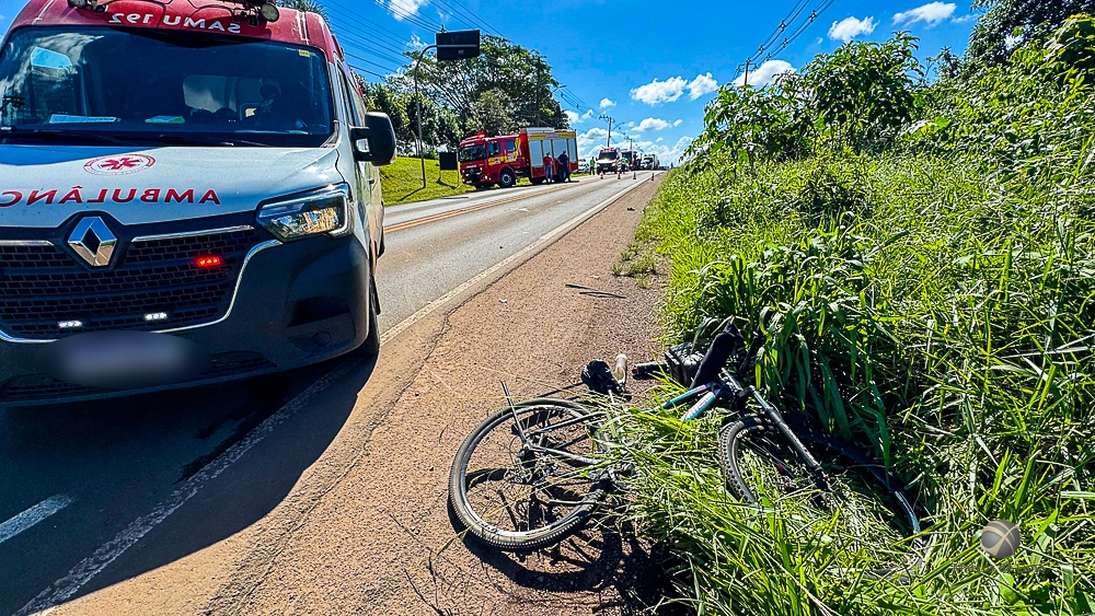 Ciclista é resgatada em estado grave após colisão com carro na SC-163 entre SMOeste e Descanso