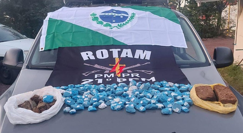 Equipes da ROTAM realizam apreensão de drogas no Bairro Industrial