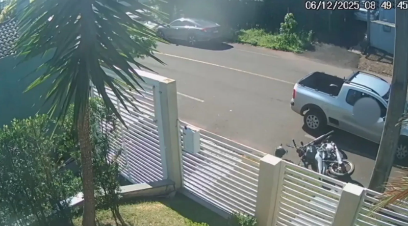 Imagens mostram momento em que Saveiro atinge moto de diarista e foge