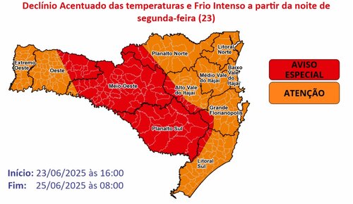 Defesa Civil emite alerta vermelho para o frio intenso