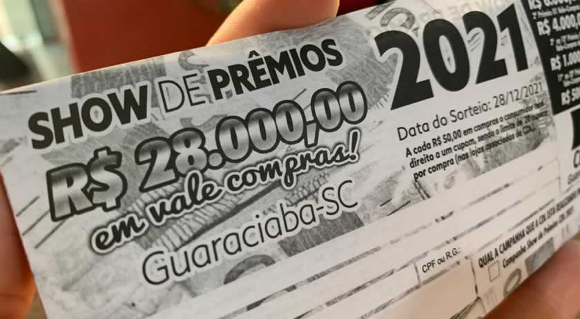 Cupons e Notas das compras feitas em todo o comércio podem ser trocados por cartelas da Campanha Show de Prêmios