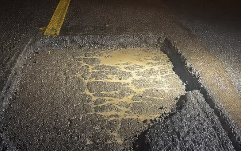 Buraco na SC-480 exige atenção de motoristas entre Bom Jesus e Xanxerê