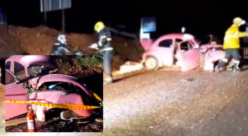 Colisão entre Fusca e Fiat Strada deixa motorista morto