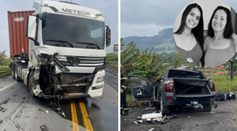 Mãe e filha morrem em acidente na BR-470 a caminho de velório da avó