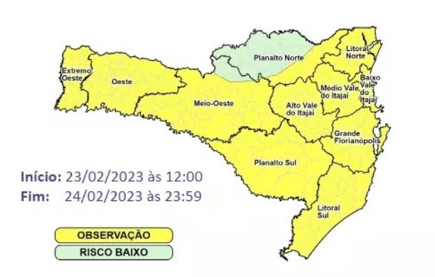 Mudança no tempo traz temporais e enxurradas a SC nesta quinta-feira; veja regiões