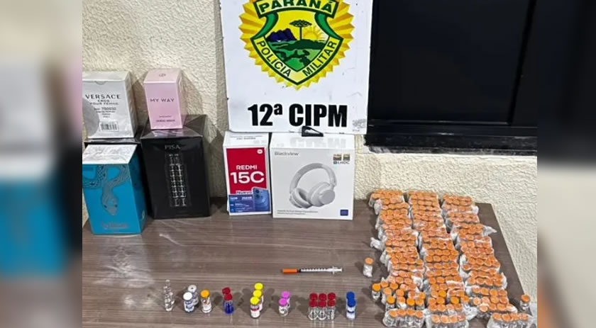 Dois homens são presos com medicamentos contrabandeados e eletrônicos na PR-280