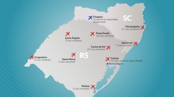 Criada malha aérea emergencial para o Rio Grande do Sul