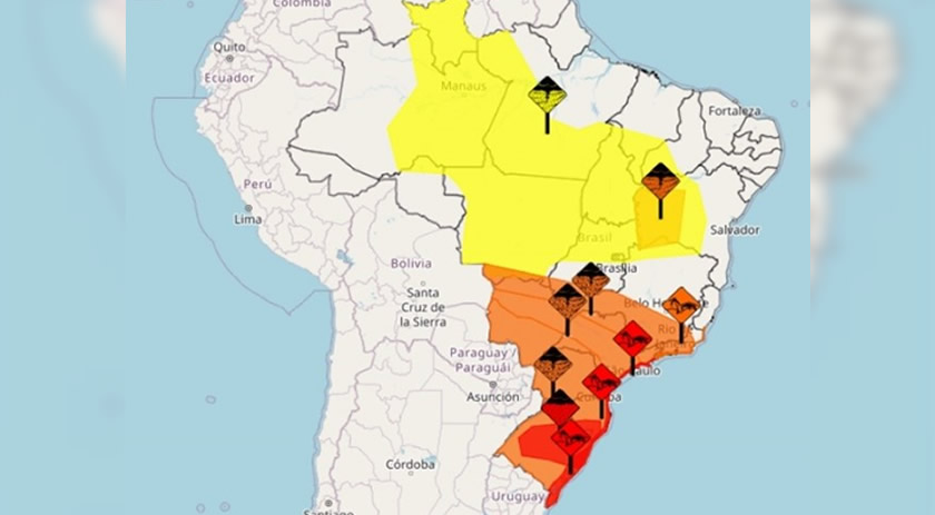 Alerta vermelho: 4 estados do país têm grande perigo de alagamentos e ventania neste fim de semana