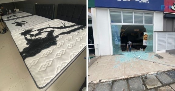Cliente insatisfeito joga óleo queimado em todos os colchões de loja em SC