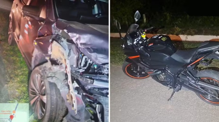 Carro bate em outro veículo ao tentar desviar de motociclista caída na PR-151