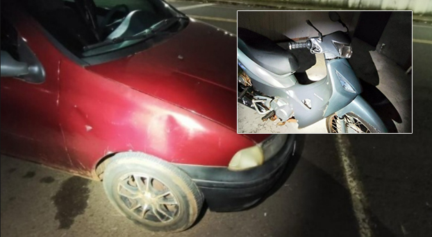 Adolescente de 17 anos fica ferido em acidente entre carro e moto