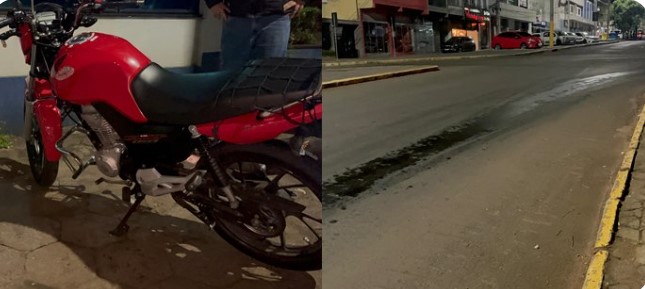 Óleo na pista provoca queda de motociclista e choque contra caminhão