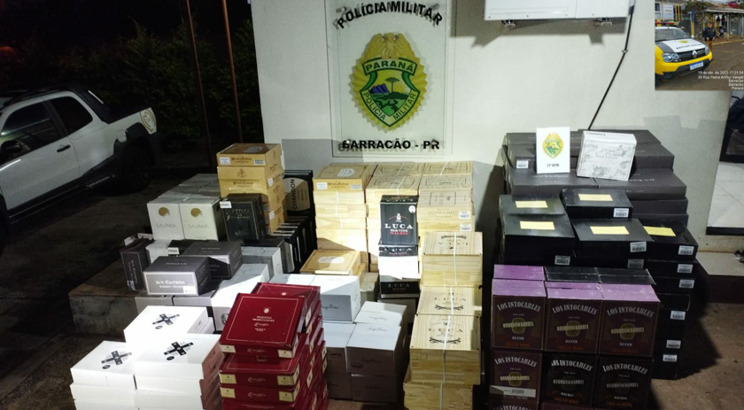 Mais de 1800 garrafas de vinho são apreendidas pela Polícia Militar