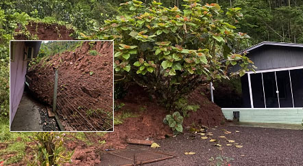 Queda de barranco danifica residência e força evacuação