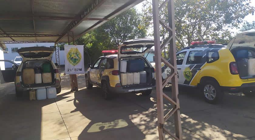 Polícia descobre depósito e apreende mais de 300 litros de combustível