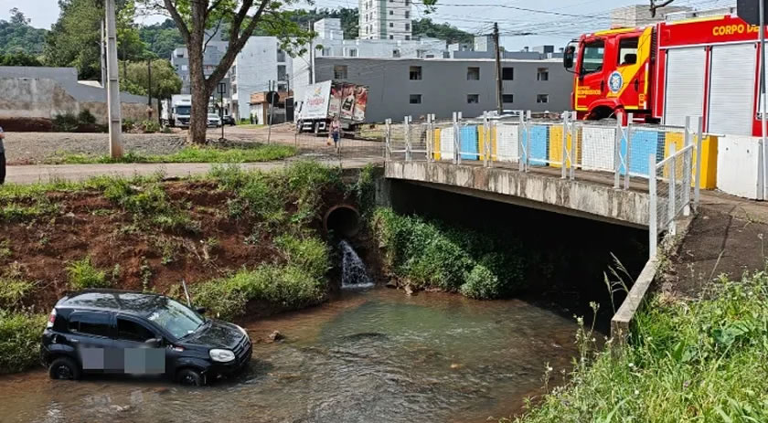 Carro cai no Rio Lonqueador após colisão