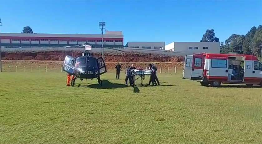 Após sofrer AVC, caminhoneiro é transferido de Helicóptero pelo Saer/Fron ao Hospital Regional de Chapecó