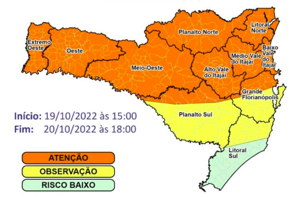 SC tem alerta para temporais a partir desta quarta; veja por região