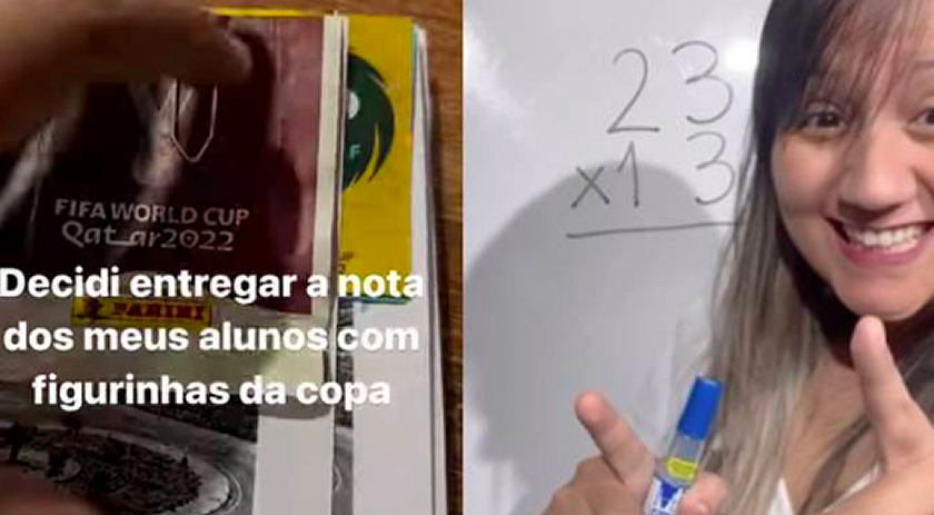Professora viraliza após devolver provas corrigidas com figurinhas da Copa