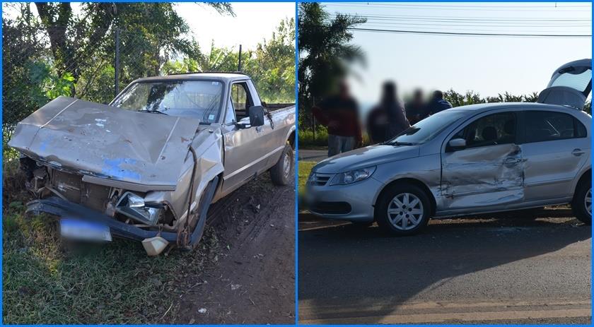 Colisão envolvendo dois automóveis é registrado no trevo de saída para Idamar