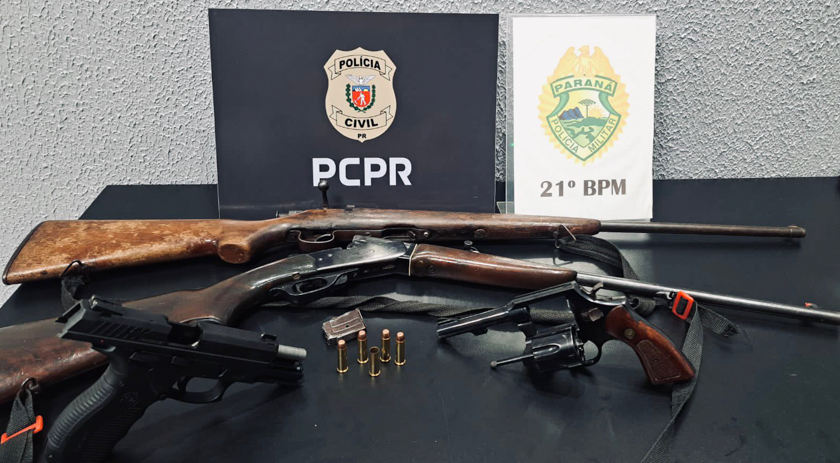 Homem suspeito de realizar disparos de arma de fogo é preso com armas e munições