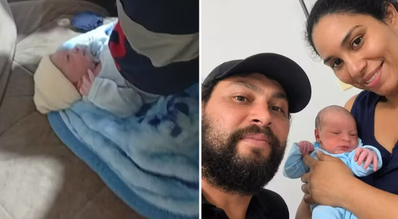 Pai ajuda esposa a dar à luz em casa minutos antes da chegada do Samu