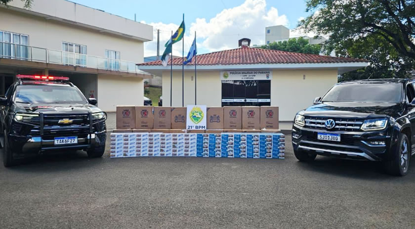 Carga de cigarros contrabandeados é apreendida após perseguição