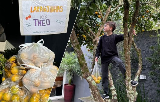 Criança distribui laranjas a vizinhos e transforma gesto simples em lição de gentileza em Ponte Serrada