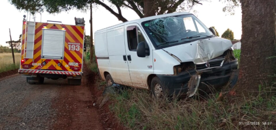 Homem fica ferido após colidir veículo contra árvore
